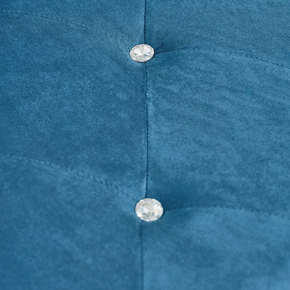 Storage bench in blue velvet with crystal button tufting on Tampa Home & Garden Store