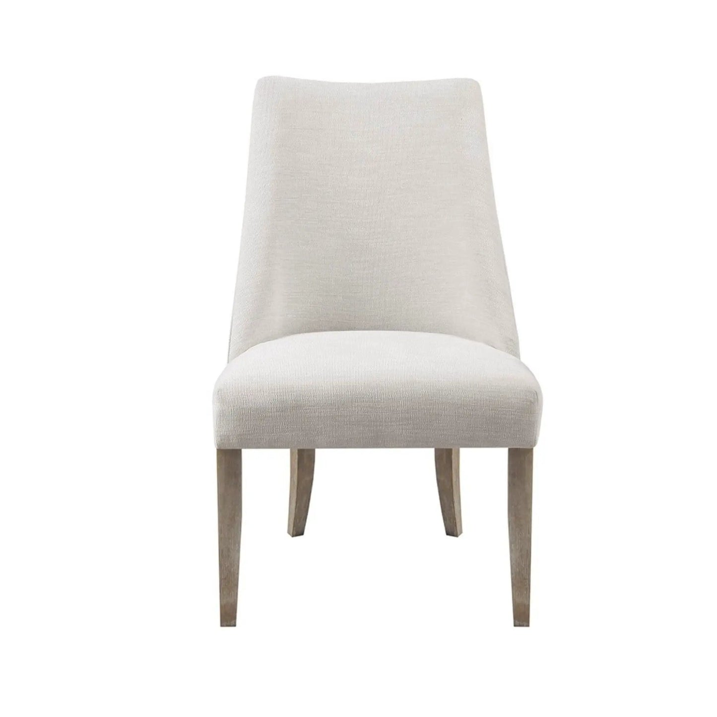 Comfortable dining chair upholstered in beige fabric with wooden legs on Tampa Home & Garden Store