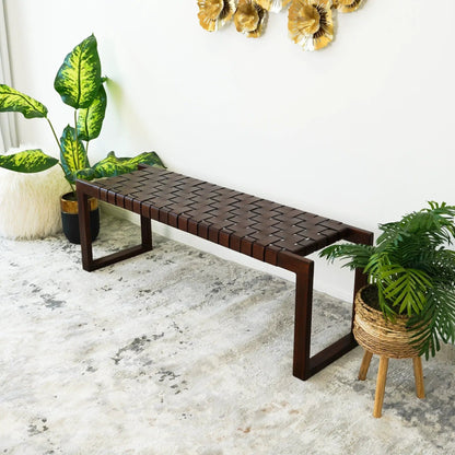 Christina Bench in Cognac and Dark Brown Tan