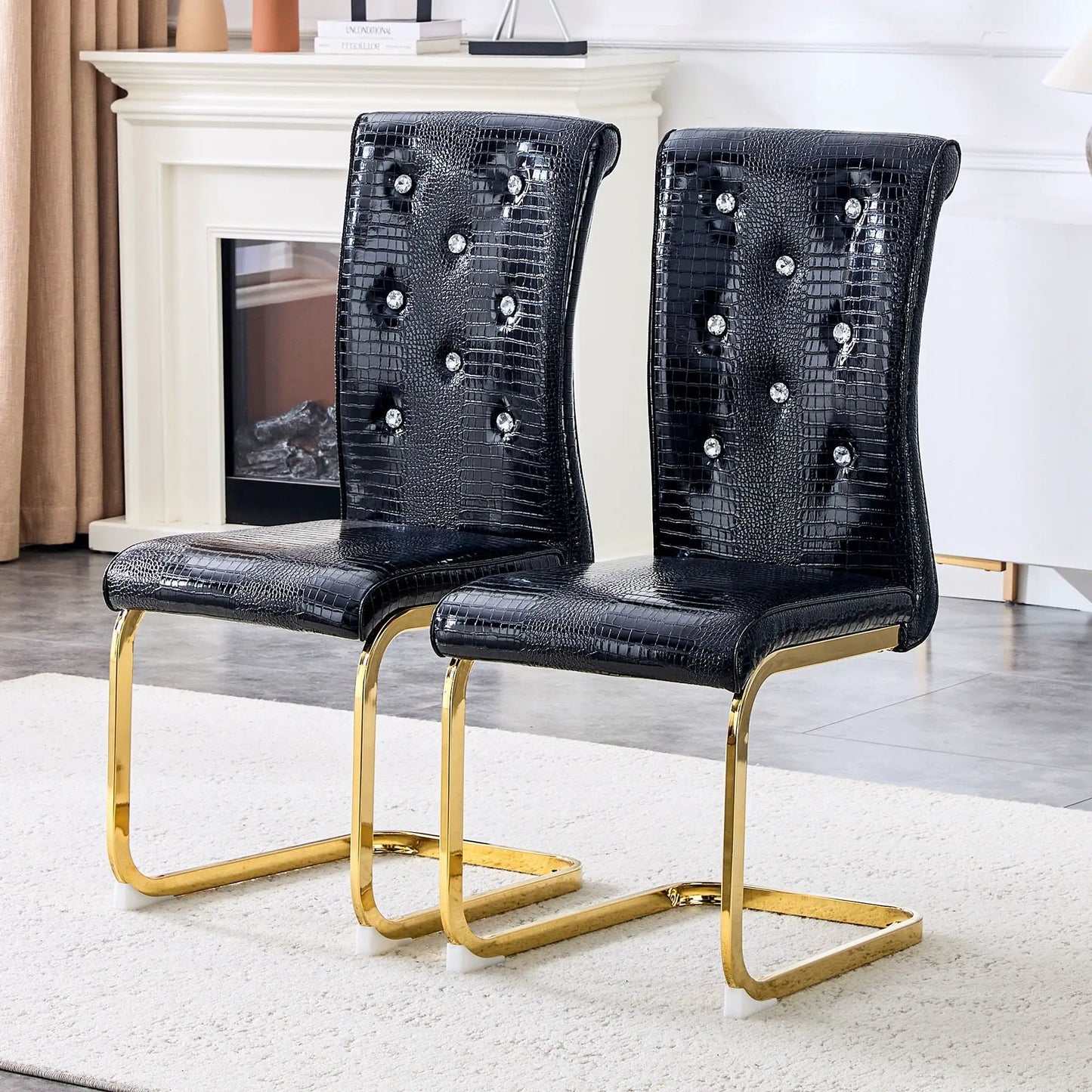 Elegant Faux Alligator Upholstered Dining Chairs