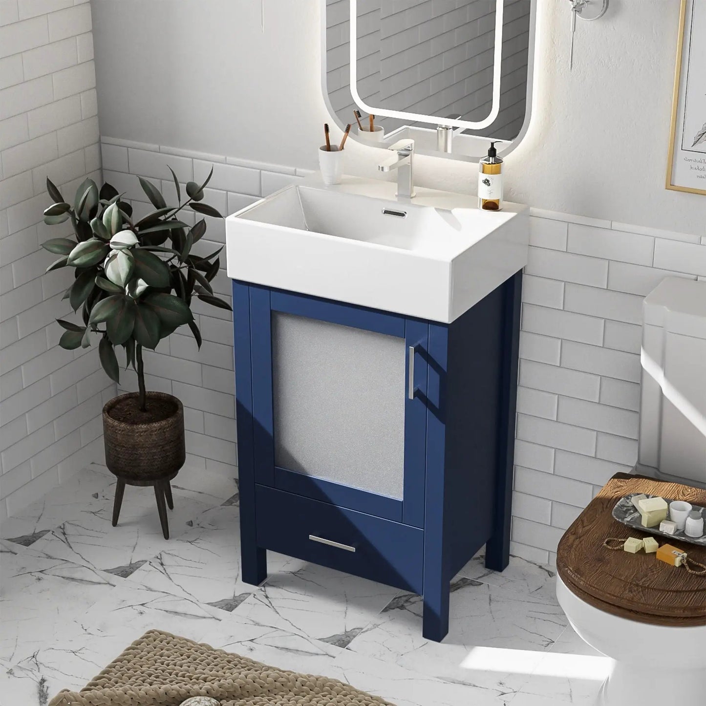 Bathroom Vanity with Ceramic Sink and Storage