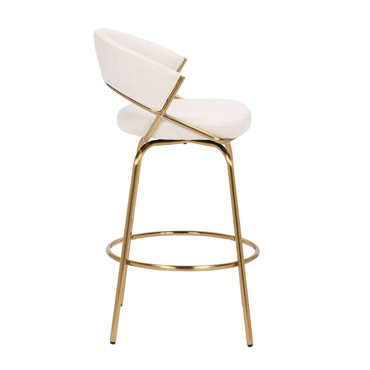 Glam fixed-height swivel counter stool white upholstery gold frame set of 2 HouseOfZazla on Tampa Home & Garden Store