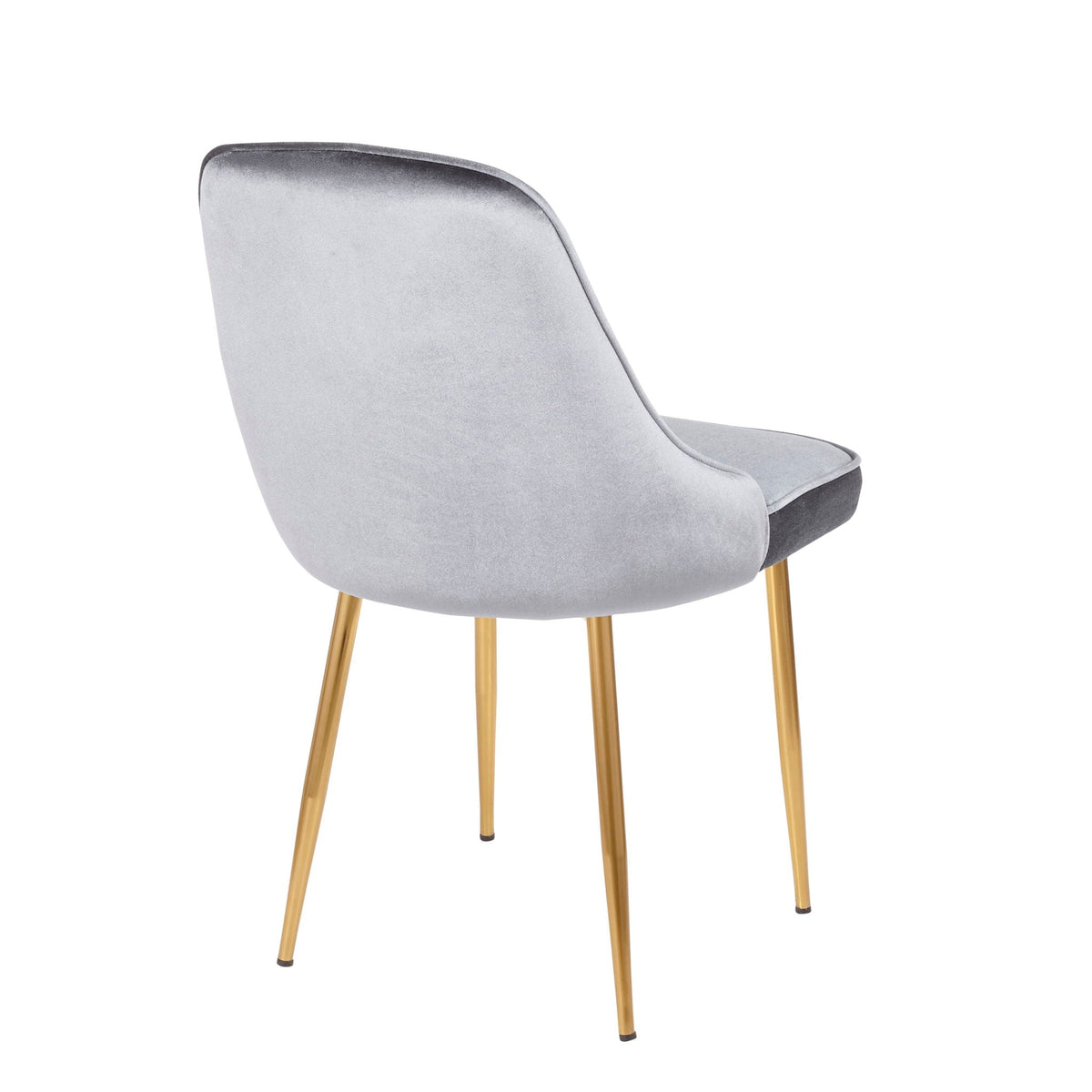 Contemporary glam dining chair with cushioned velvet seat in pearl silver, gold metal legs on Tampa Home & Garden Store