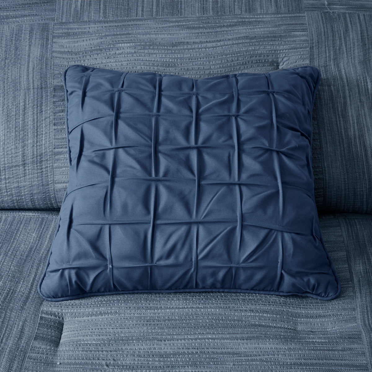 Navy Printed Seersucker Comforter and Sheet Set