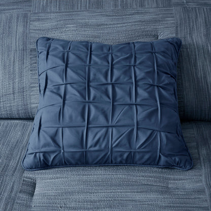Navy Printed Seersucker Comforter and Sheet Set