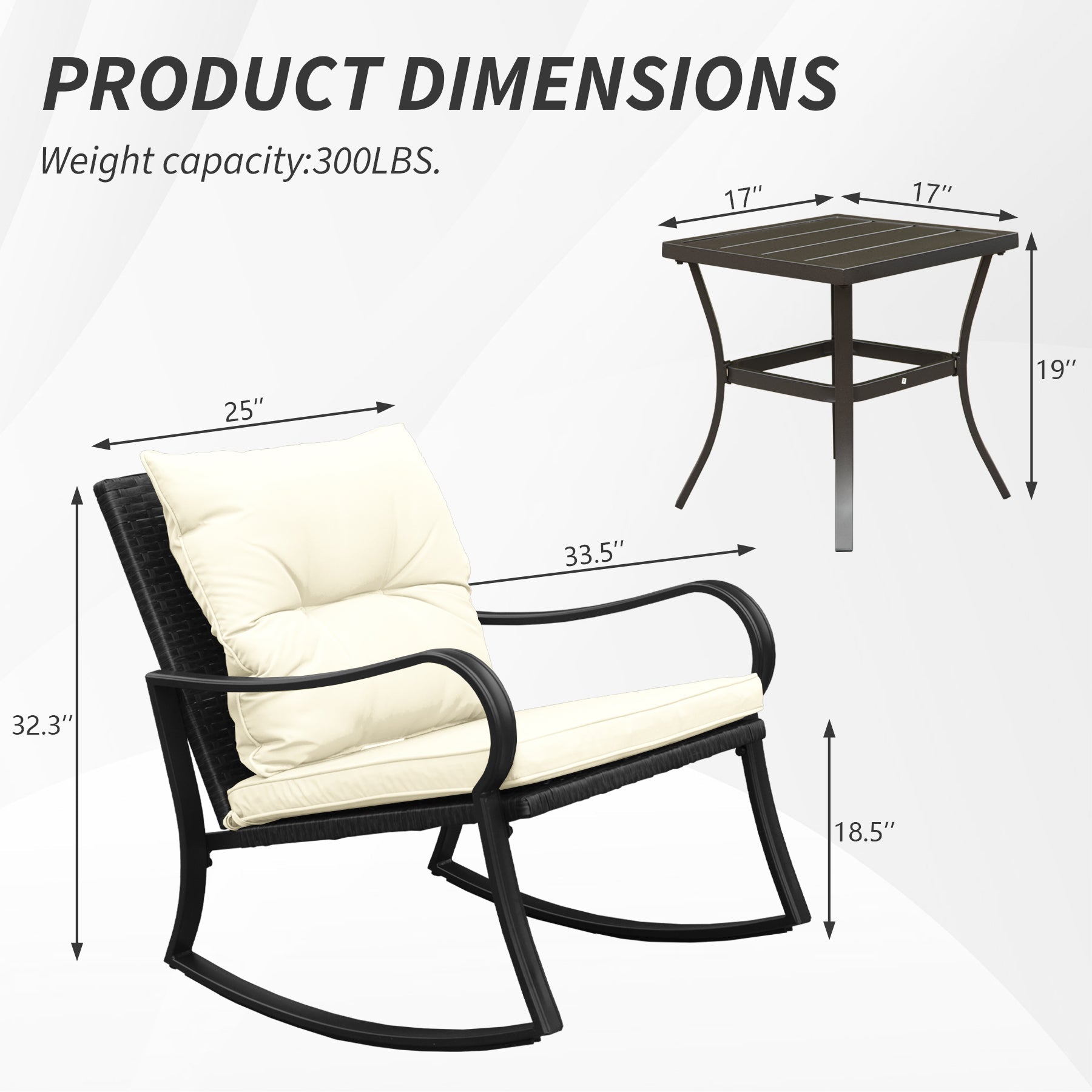 Metal 2-Person Outdoor Rocking Seating Group with Beige Cushions, black steel frame by HouseOfZazla on Tampa Home & Garden Store