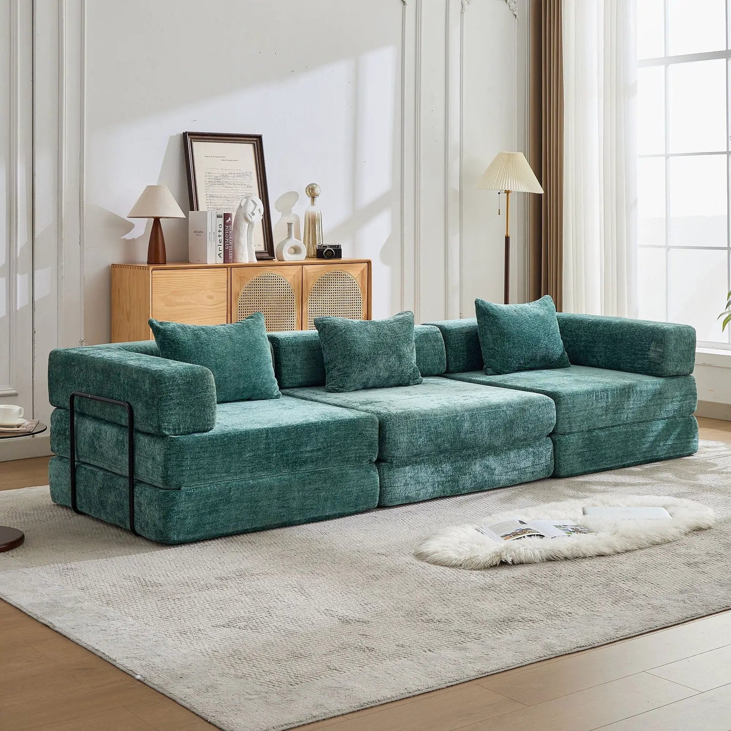 Convertible Floor Sofa Bed boneless modular sectional teal by Unique Piece Furniture on Tampa Home & Garden Store