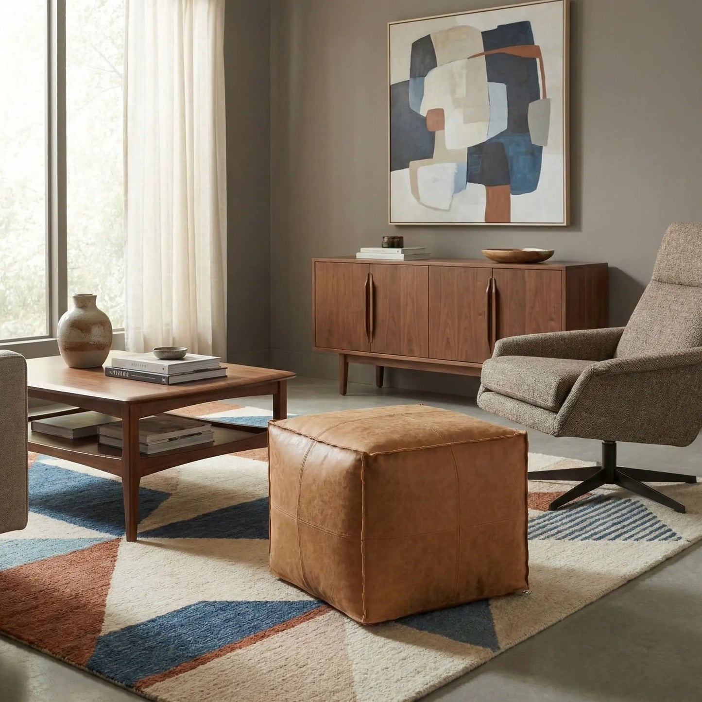 Brody Versatile Square Pouf for Living Rooms