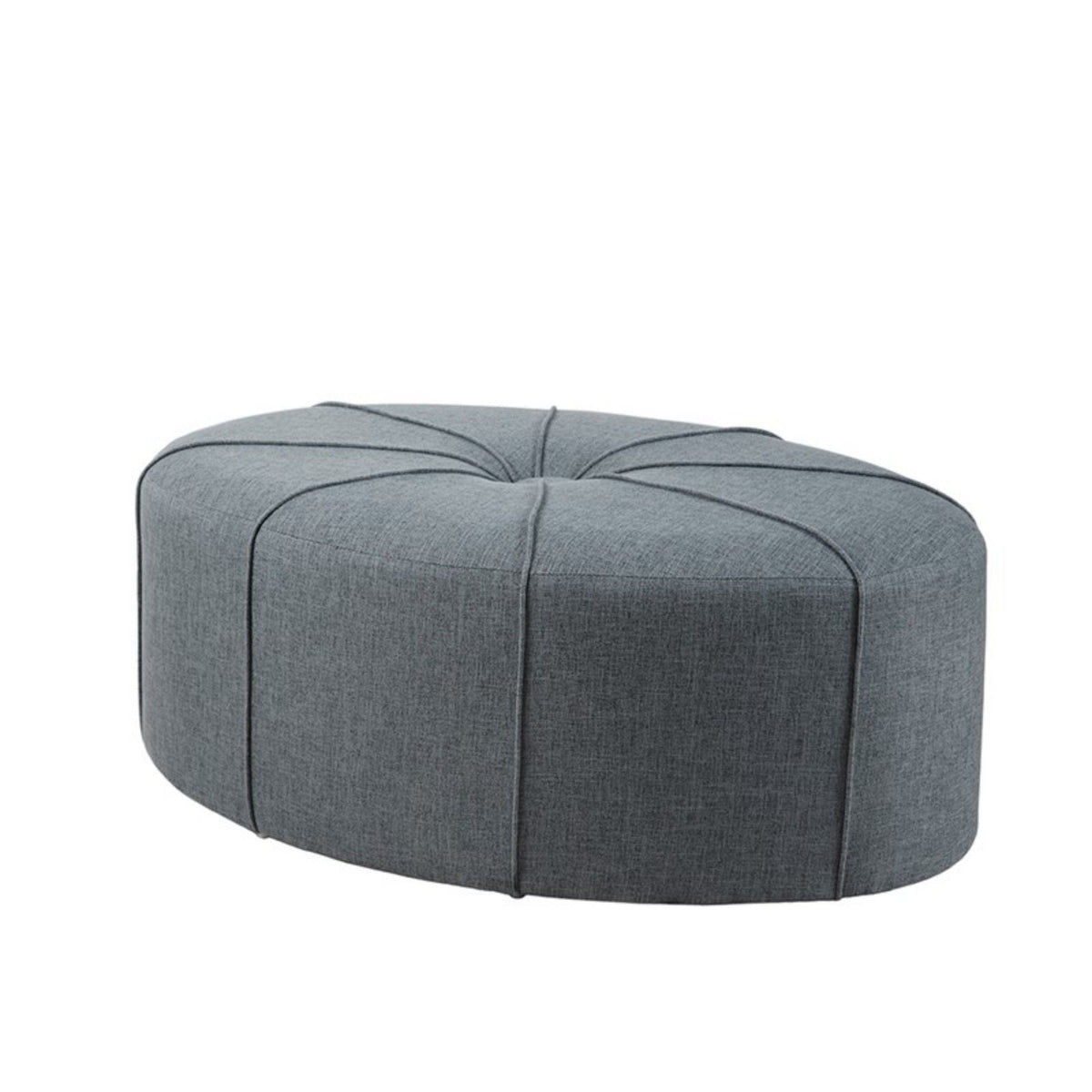 Large cocktail ottoman with button tufted center in blue-gray fabric by HouseOfZazla on Tampa Home & Garden Store