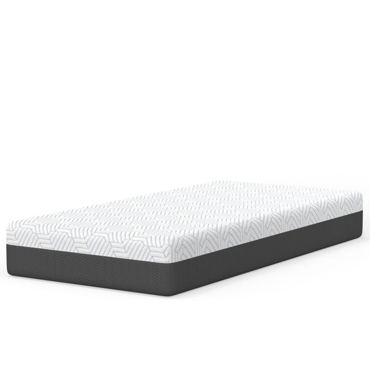 Pur Chill 10in medium firm hybrid mattress with cooling fabric, white with blue top on Tampa Home & Garden Store