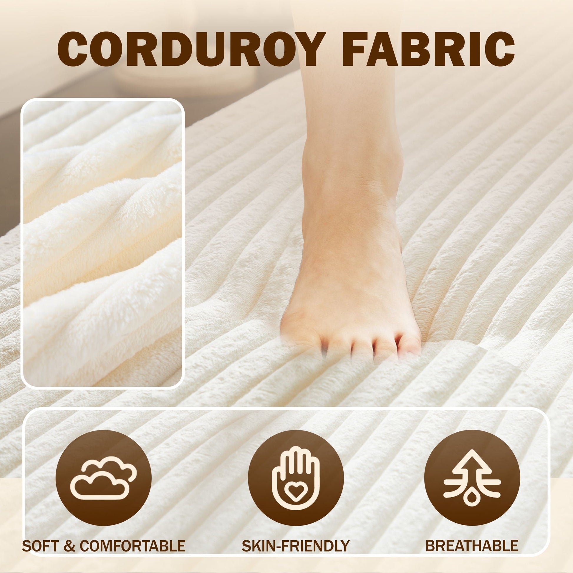 Floor sofa with 2 beige pillows in corduroy by HouseOfZazla, convertible twin mattress on Tampa Home & Garden Store