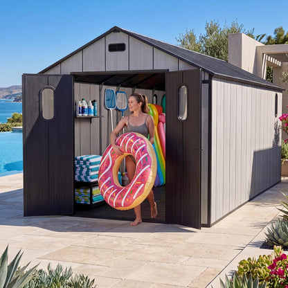 Weather Resistant 8x16 Ft Resin Storage Shed