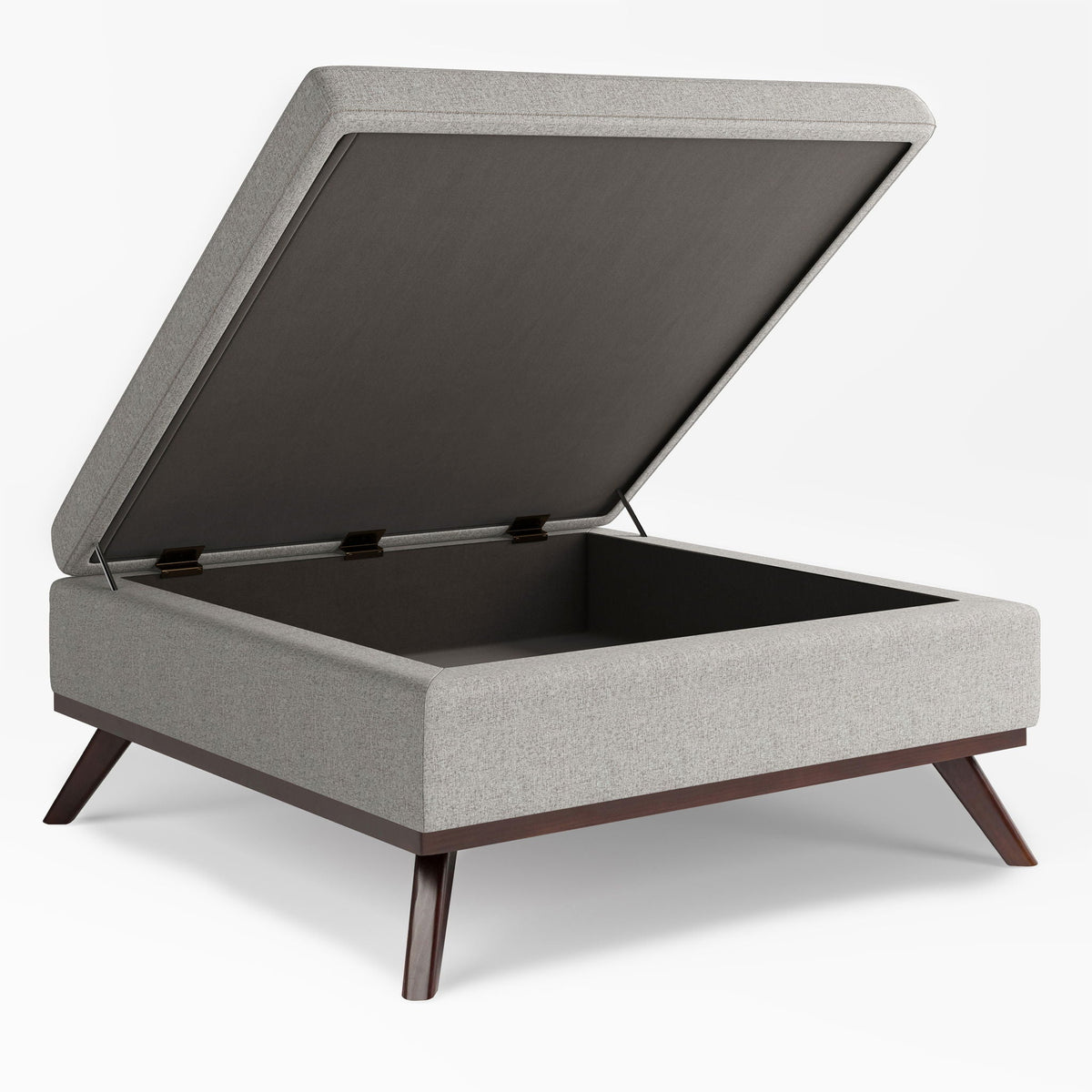 Square Lift-Top Coffee Table and Storage Ottoman by HouseOfZazla, grey fabric, wood legs on Tampa Home & Garden Store