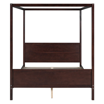 Modern Canopy Platform Bed and Wooden Headboard
