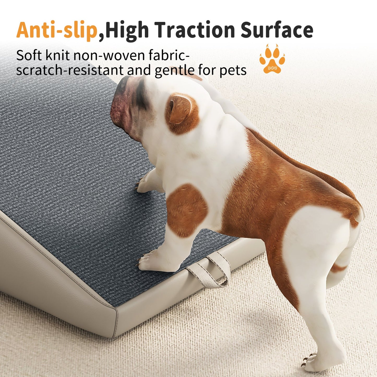 UPGRADED Dog Stairs for Small Dogs and Cats foldable wooden pet steps beige gray anti-slip surface HouseOfZazla on Tampa Home & Garden Store