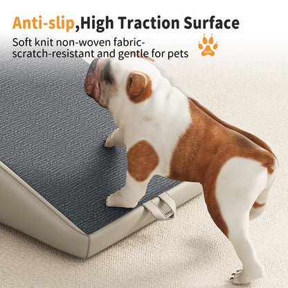 UPGRADED Dog Stairs for Small Dogs and Cats foldable wooden pet steps beige gray anti-slip surface HouseOfZazla on Tampa Home & Garden Store