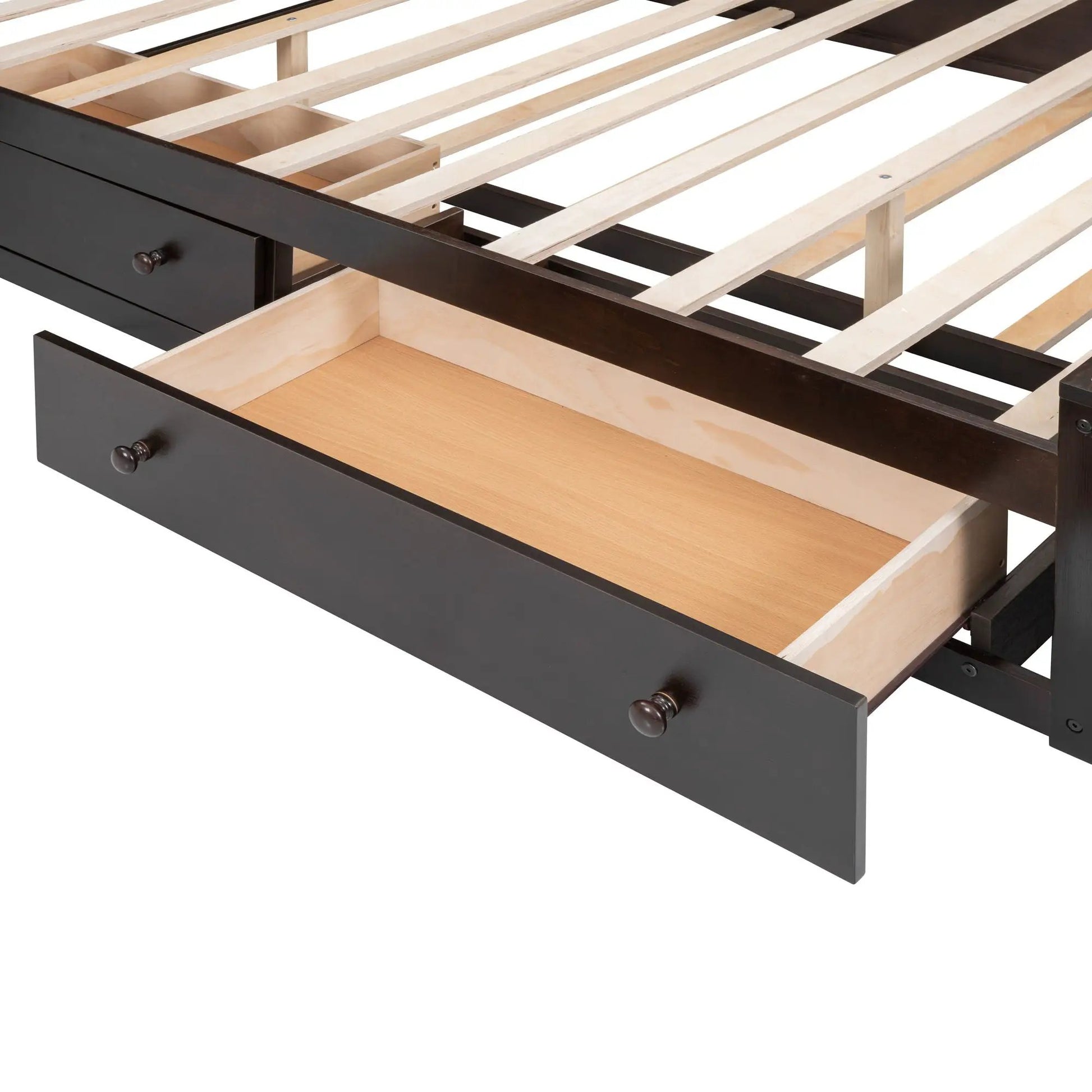 Cabinet bed twin long trundle in dark gray with built-in drawers and wooden slat base on Tampa Home & Garden Store