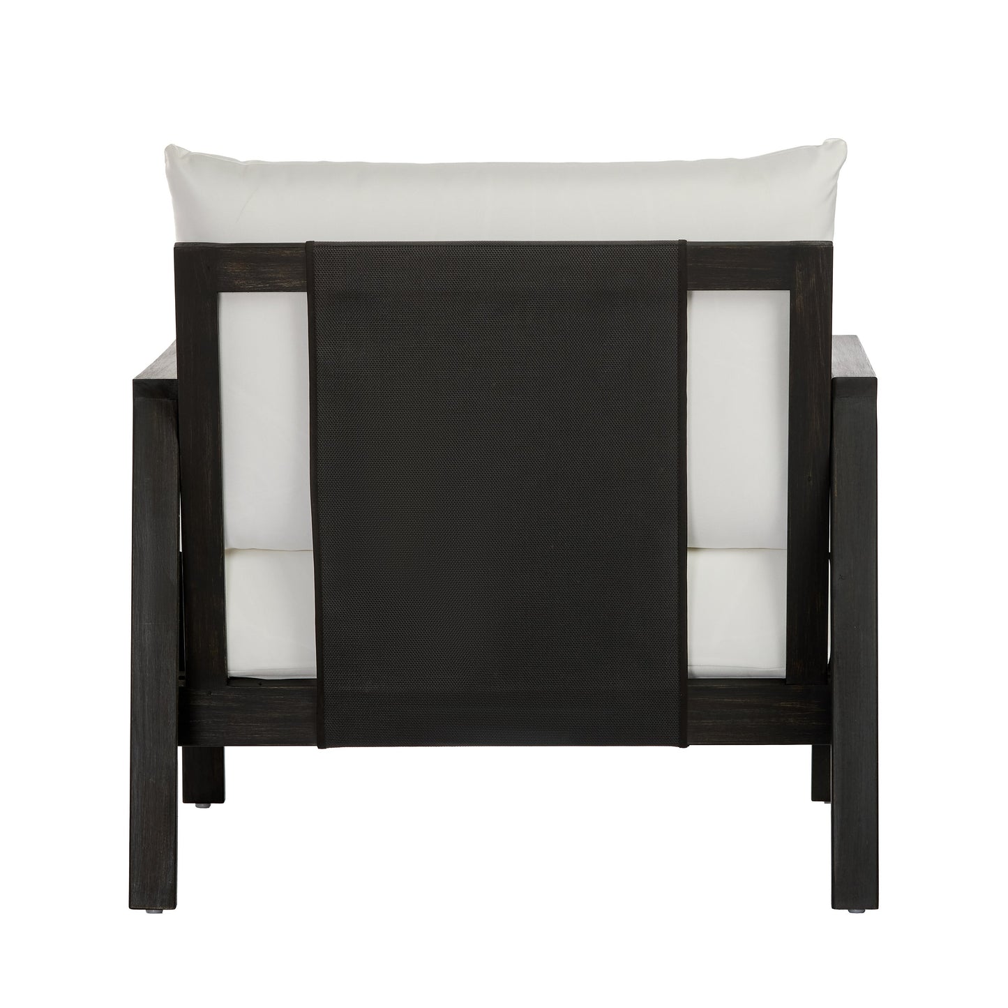 Outdoor Acacia Wood Club Chair And Gray Cushions