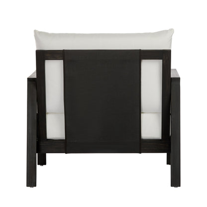 Outdoor Acacia Wood Club Chair And Gray Cushions
