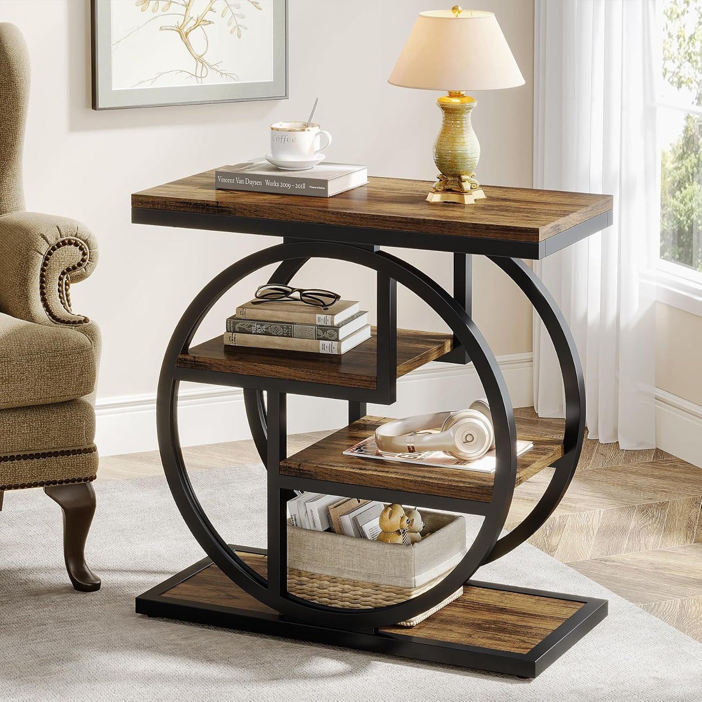 Four Tier End Table and Storage for Small Spaces