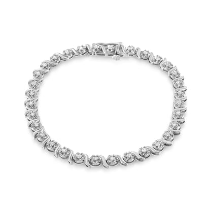 Bracelet .925 Sterling Silver diamond tennis, 1.0 Cttw, curved-link design, 7in, Bids.com on Tampa Home & Garden Store