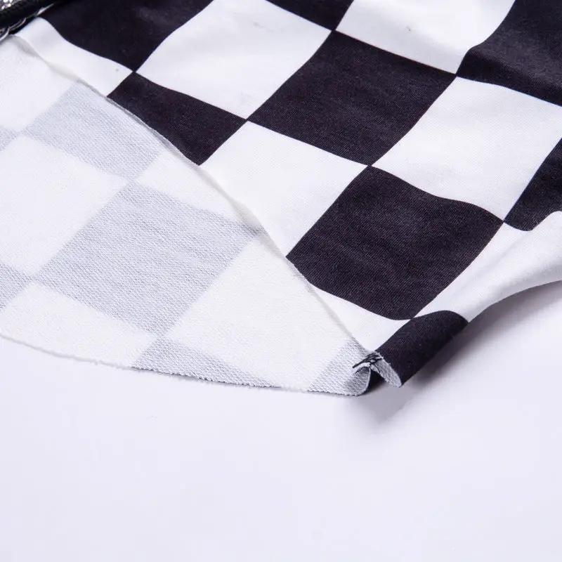 Dark Design Cool Blouse Sweater in black-and-white checkered pattern FLIPSTYLEZLLC on Tampa Home & Garden Store