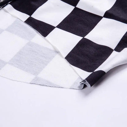 Dark Design Cool Blouse Sweater in black-and-white checkered pattern FLIPSTYLEZLLC on Tampa Home & Garden Store