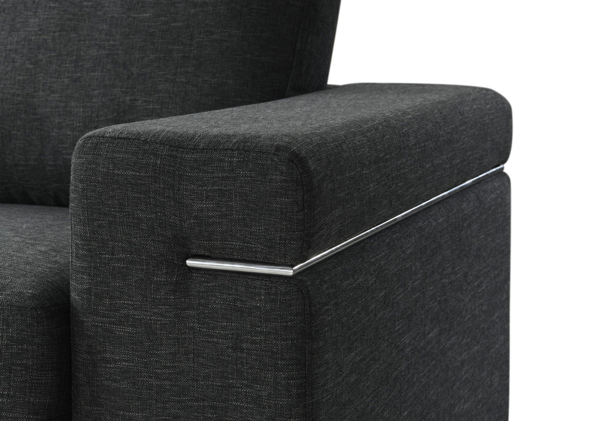 Fabric Arm Chair with Oversized Arms and Metal Accents in charcoal gray by HouseOfZazla on Tampa Home & Garden Store