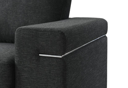 Fabric Arm Chair with Oversized Arms and Metal Accents in charcoal gray by HouseOfZazla on Tampa Home & Garden Store