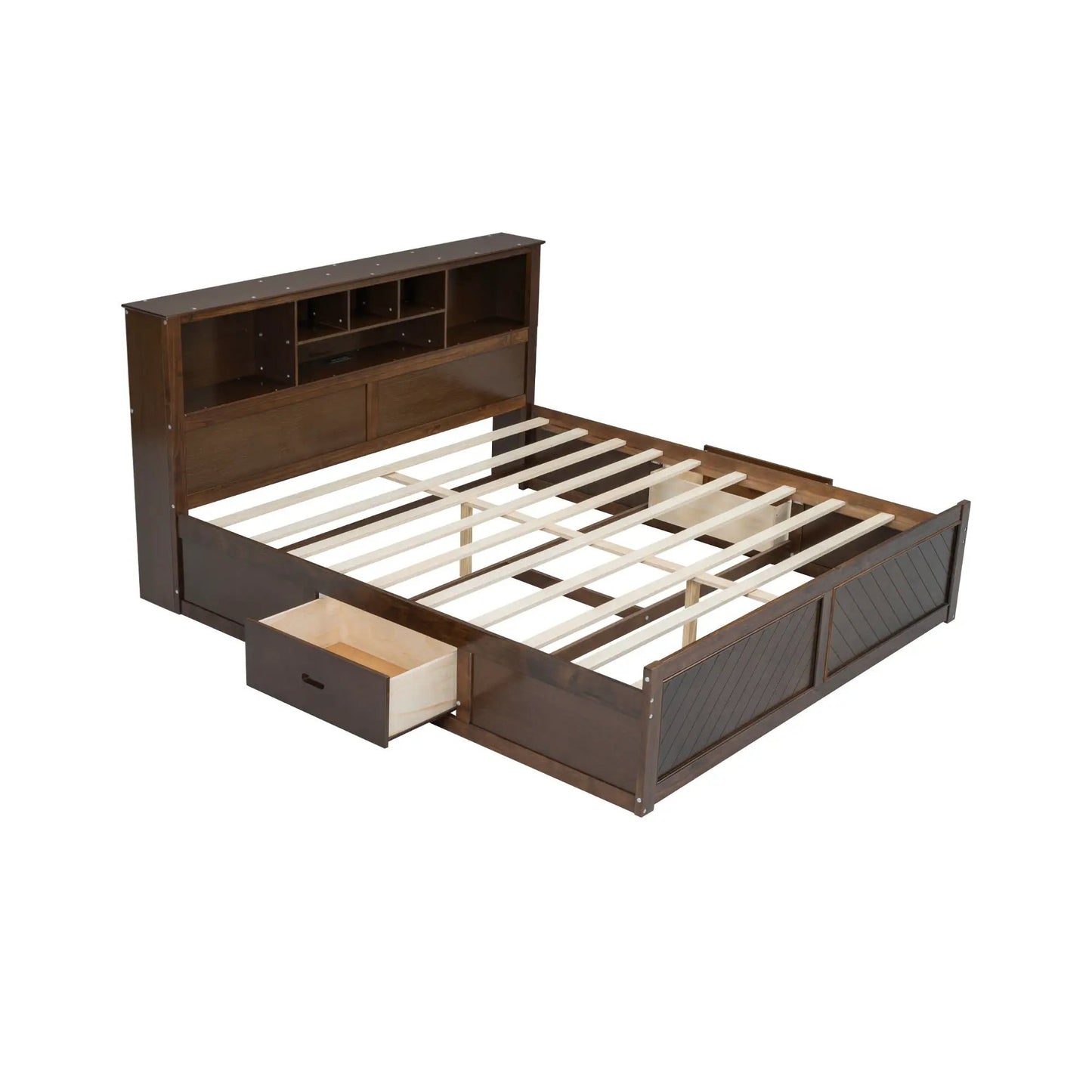 Platform Bed With Storage Headboard USB Drawers