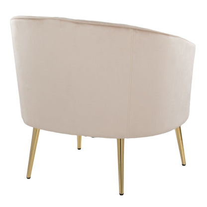 Contemporary Glam Accent Chair beige velvet with tufted upholstery gold legs HouseOfZazla on Tampa Home & Garden Store