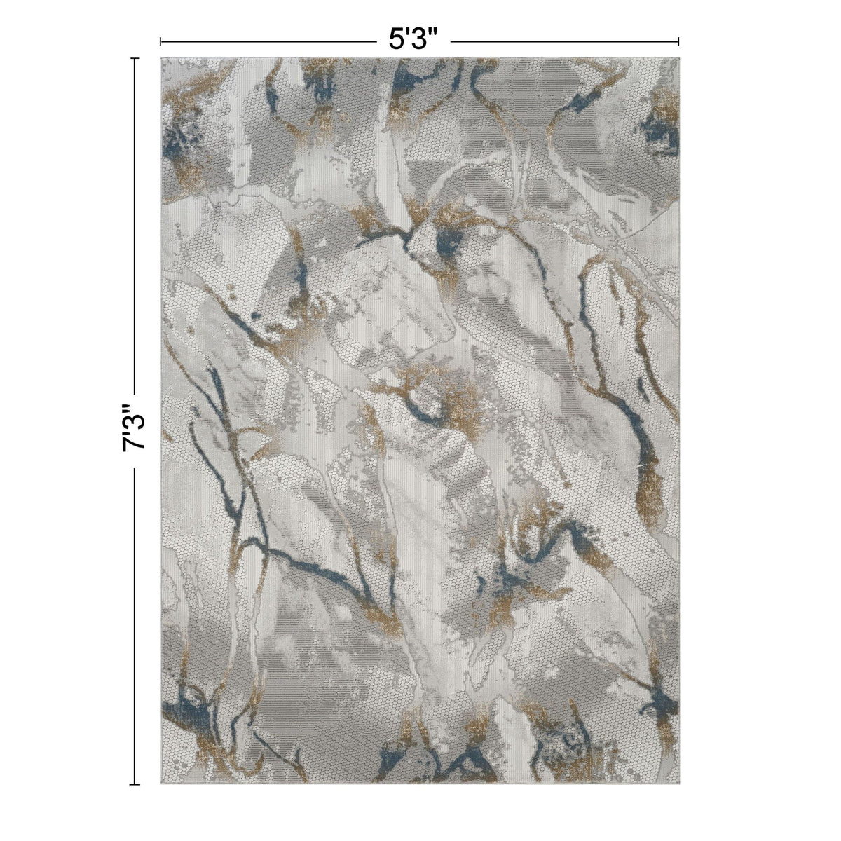 Geometric 3D Effect Area Rug ivory gray 100% polyester pile HouseOfZazla on Tampa Home & Garden Store