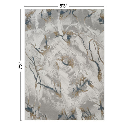 Geometric 3D Effect Area Rug ivory gray 100% polyester pile HouseOfZazla on Tampa Home & Garden Store