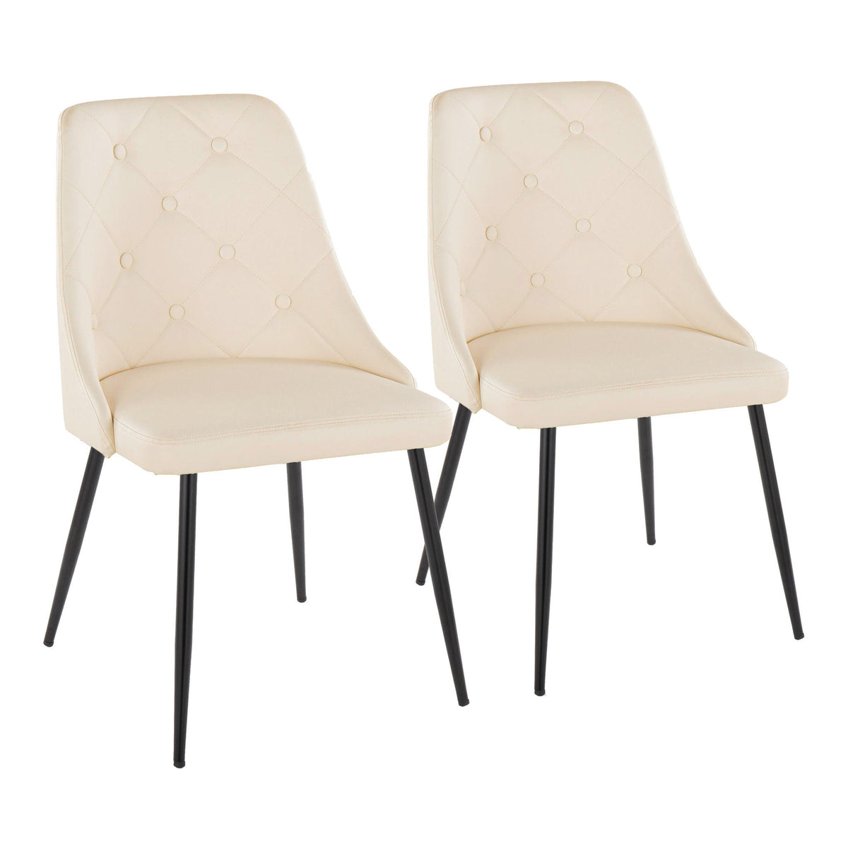 Giovanni Contemporary Elegant Design Dining Chair set of 2, beige tufted upholstery, black metal legs on Tampa Home & Garden Store