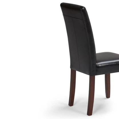 Acadian Upholstered Parson Dining Chair set of 2 in black upholstery with dark wood legs on Tampa Home & Garden Store