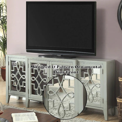 Kacia Console Cabinet with mirrored doors in gray Unique Piece Furniture on Tampa Home & Garden Store
