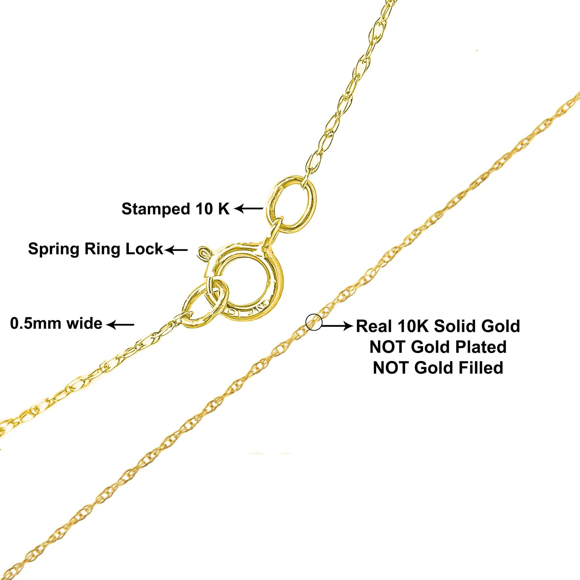 Solid 10K yellow gold 0.5mm unisex 18in rope chain necklace with spring ring clasp Bids.com on Tampa Home & Garden Store