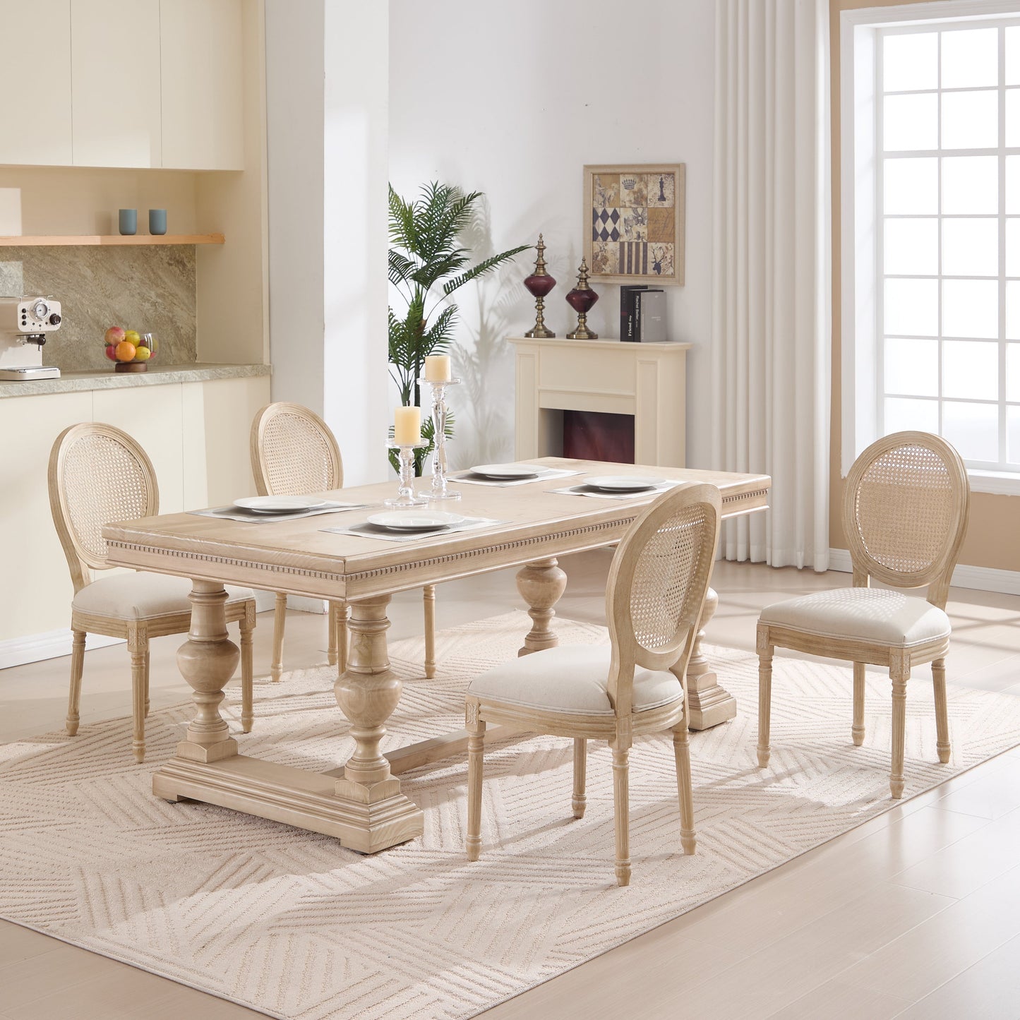 French Country dining chairs set of 2 upholstered with rattan back by HouseOfZazla on Tampa Home & Garden Store