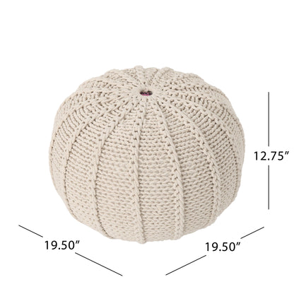 Bordeaux Knitted Pouf Ottoman and Floor Cushion