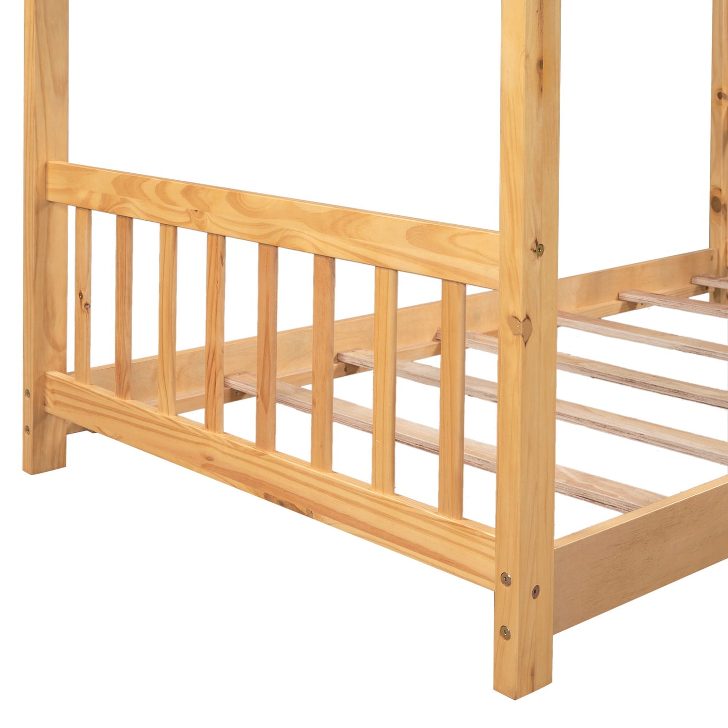 Platform bed with roof-design headboard and footboard in natural wood by HouseOfZazla on Tampa Home & Garden Store
