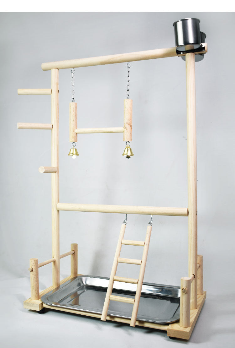 Solid wood toy swing climbing ladder frame with natural finish and metal tray on Tampa Home & Garden Store