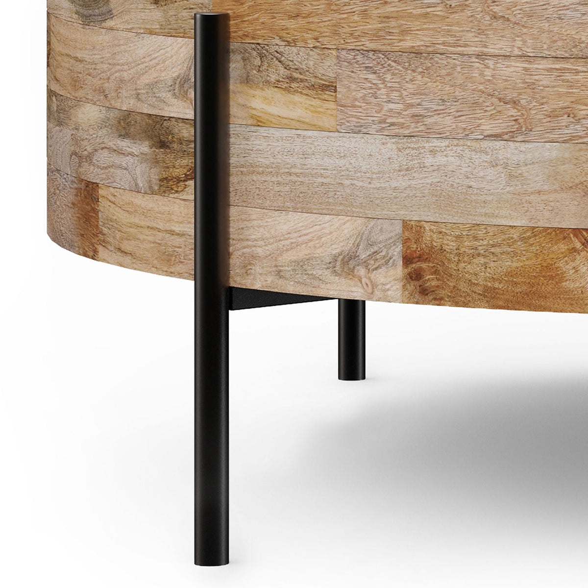 Coffee table curved solid mango wood top with black metal legs by HouseOfZazla on Tampa Home & Garden Store
