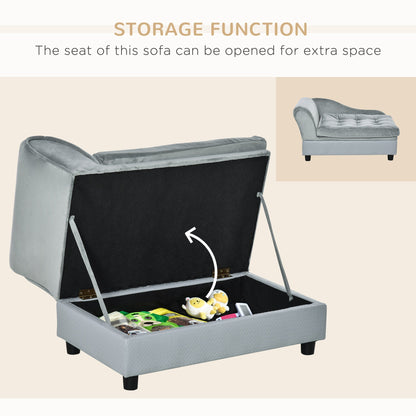 PawHut luxury dog bed for small dogs with hidden storage in gray fabric storage ottoman on Tampa Home & Garden Store