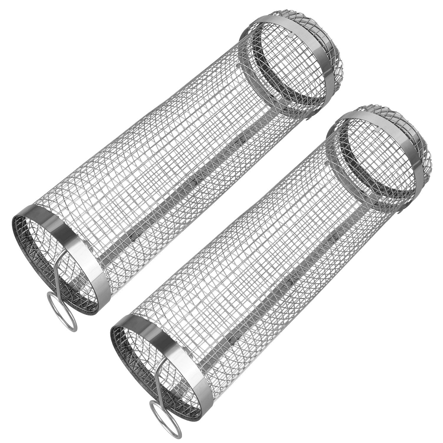 GemGear 2Pcs stainless steel BBQ rolling basket set with removable covers, 3.42x11.61in on Tampa Home & Garden Store