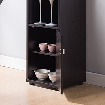 Red Cocoa Bar Cabinet With A Wine Rack And Shelf