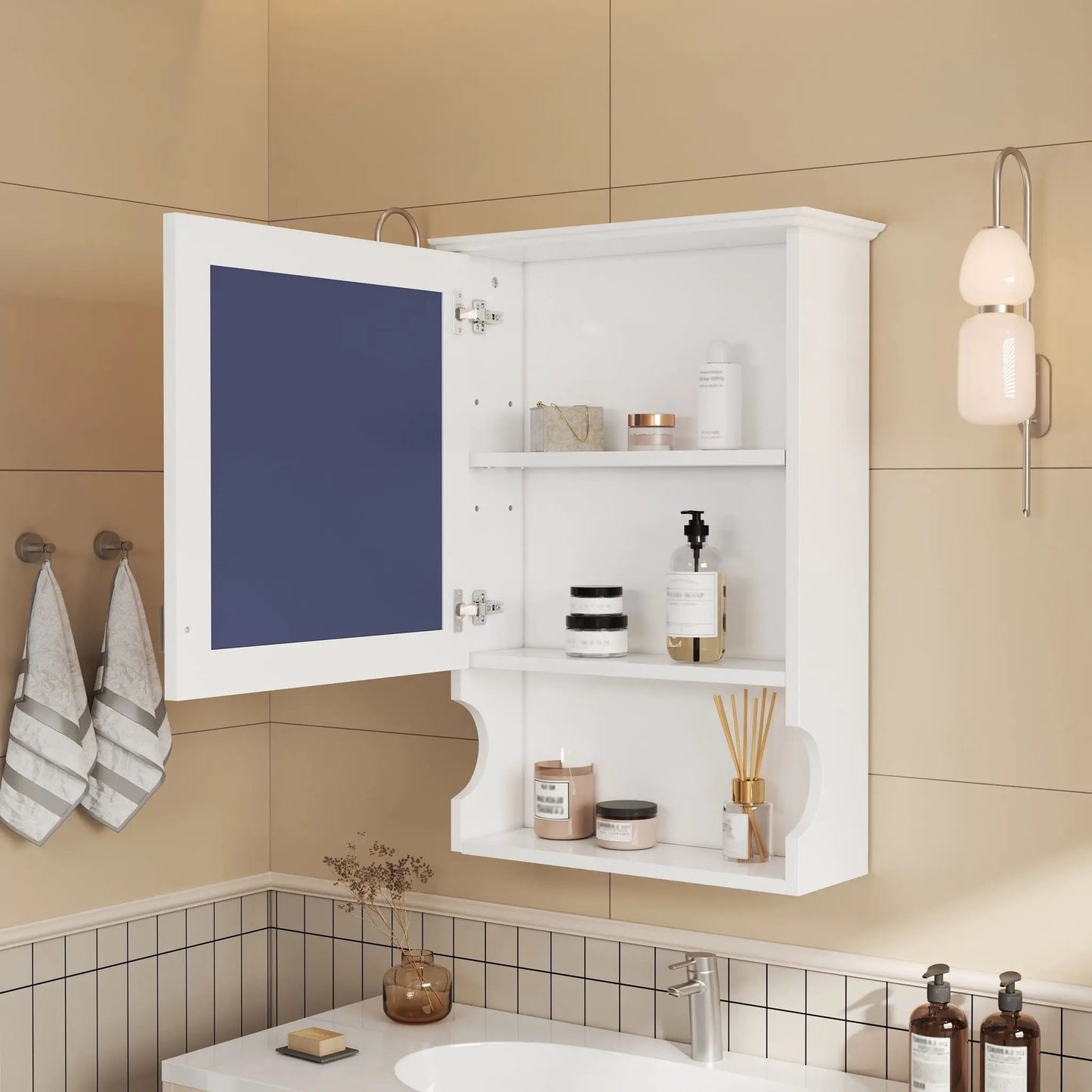 Wall Mounted Bathroom Cabinet with Mirror Hinges