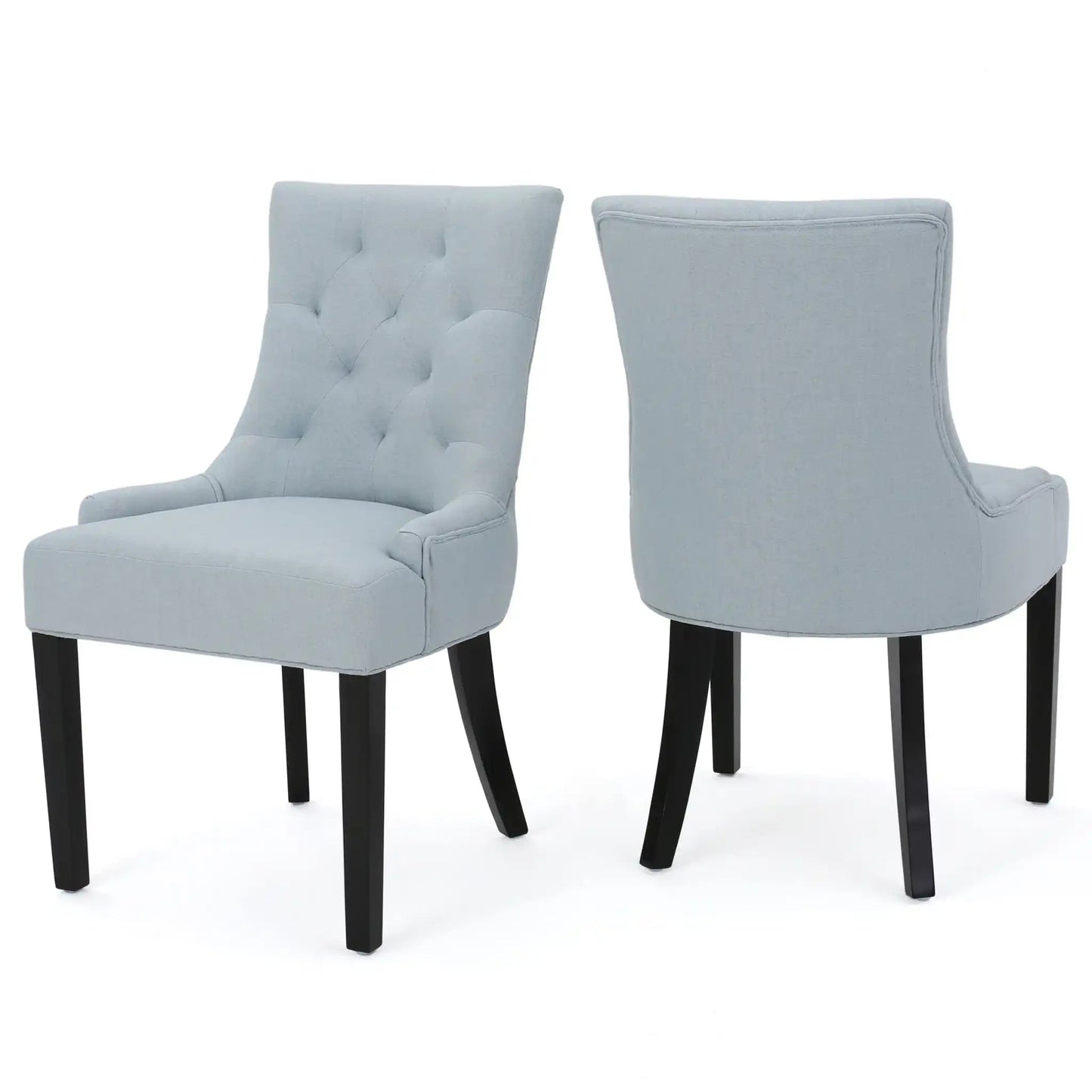 Contemporary Cheney Dining Chair Set tufted light gray fabric 2 chairs HouseOfZazla on Tampa Home & Garden Store