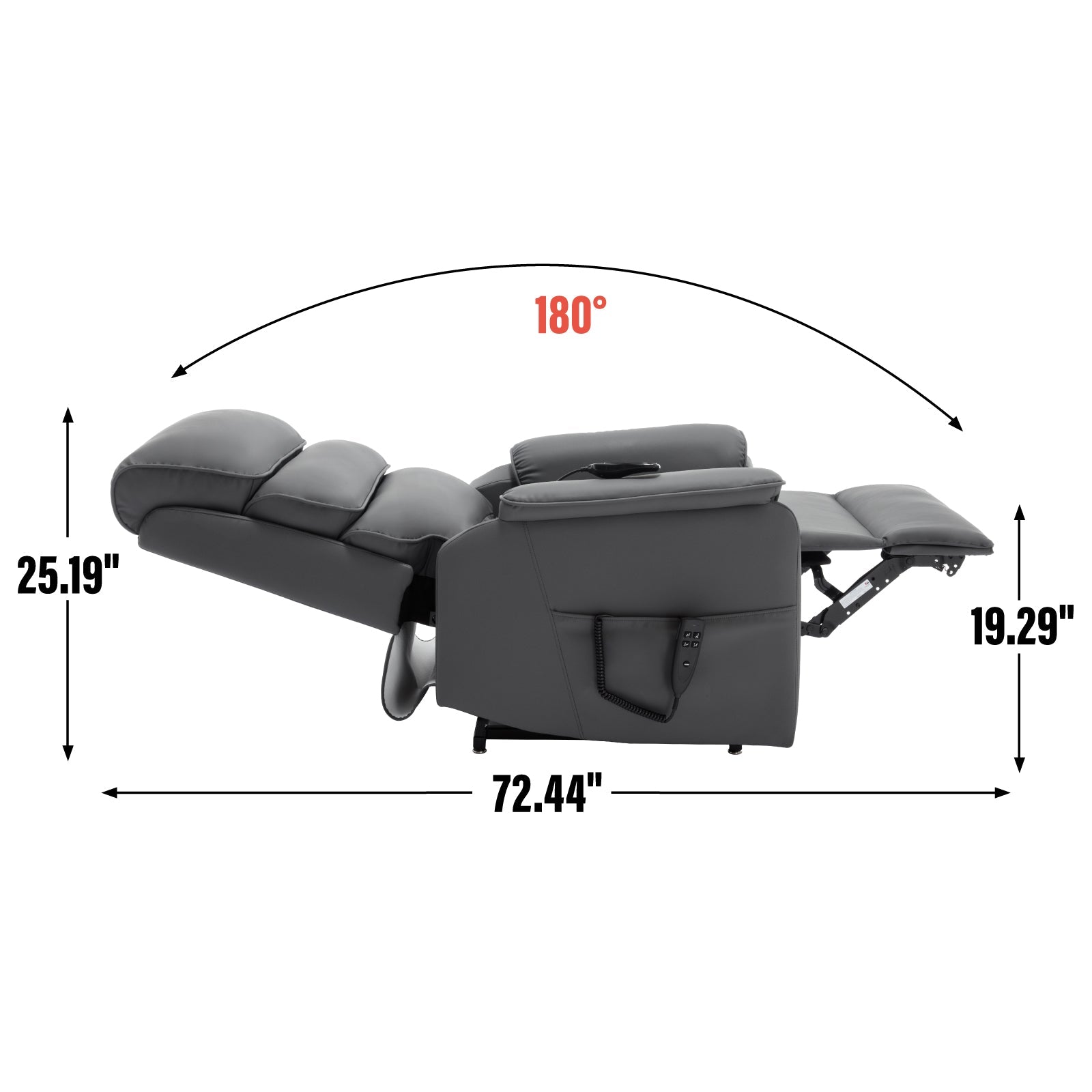 Grey cat-proof leather dual motor power lift recliner by HouseOfZazla, 180-degree recline on Tampa Home & Garden Store