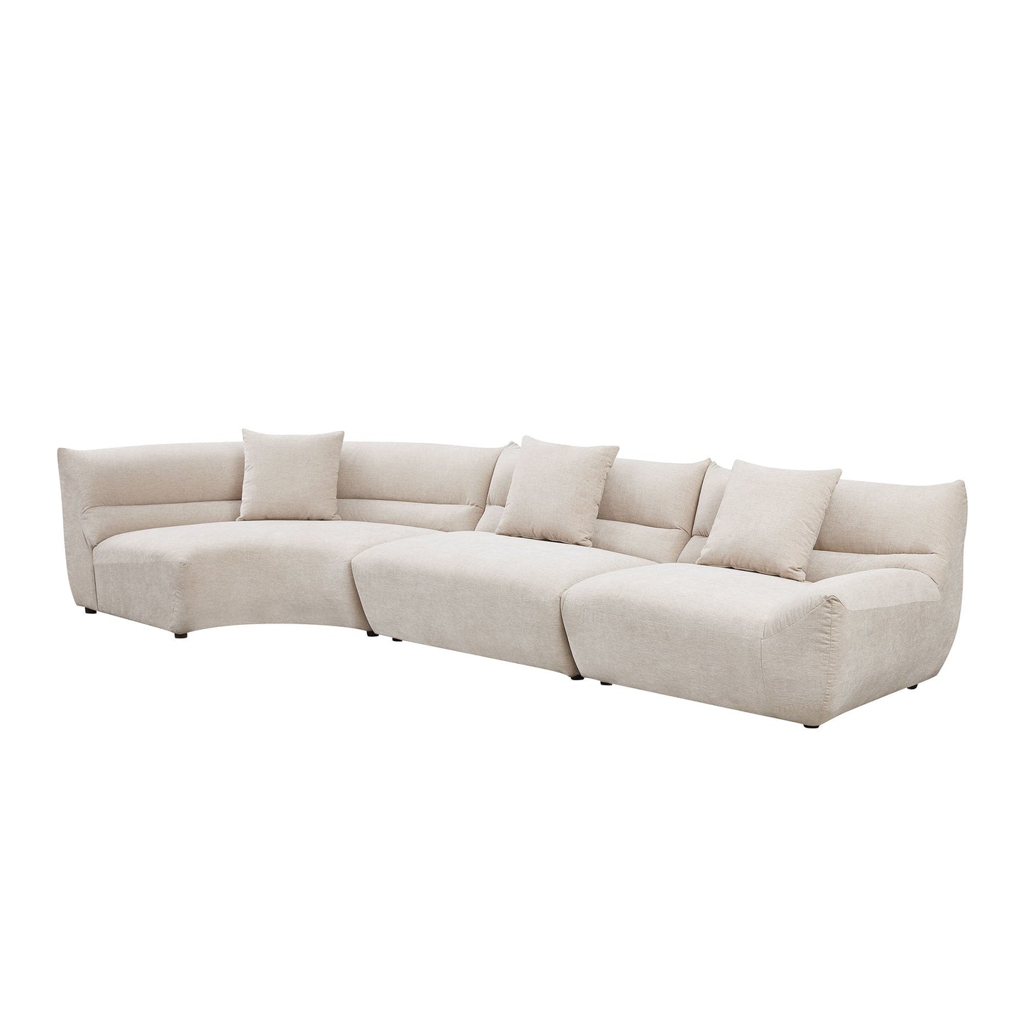 Modular Curved Sectional Sofa and Three Pieces