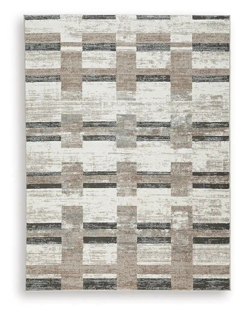 Alstone rug, beige taupe gray geometric grid area rug by Unique Piece Furniture on Tampa Home & Garden Store